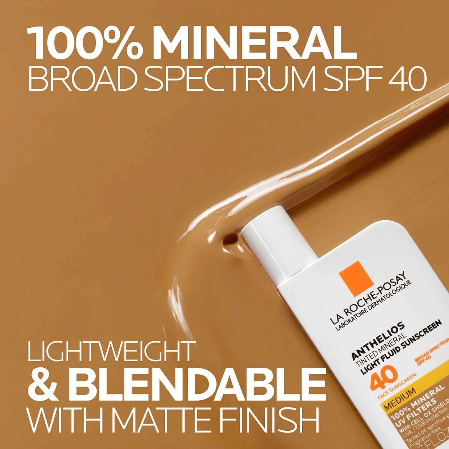 Anthelios Tinted Mineral SPF 40 Light Fluid Sunscreen Medium, 1.7 Fl Oz