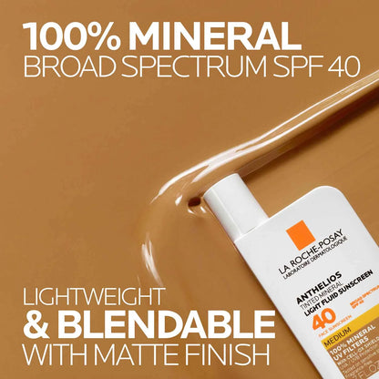 Anthelios Tinted Mineral SPF 40 Light Fluid Sunscreen Medium, 1.7 Fl Oz