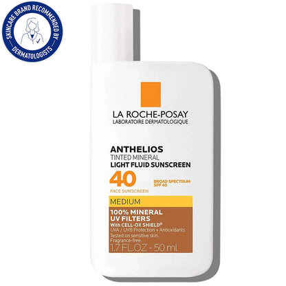 Anthelios Tinted Mineral SPF 40 Light Fluid Sunscreen Medium, 1.7 Fl Oz